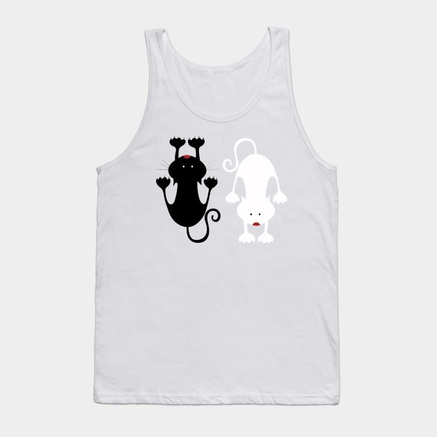 Twins Cats Black and White Birthday Gift Tank Top by GBDesigner